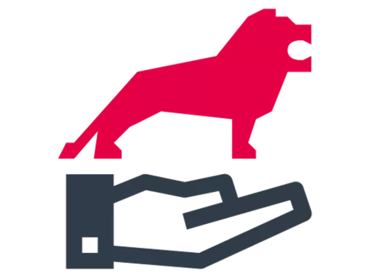 Stilisierte Hand mit dem MAN Löwen